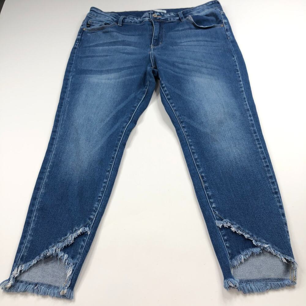 Kancan Raw Hem Cut Off 18 (Fits 38W 27L) High Rise Denim Jeans Blue 165681